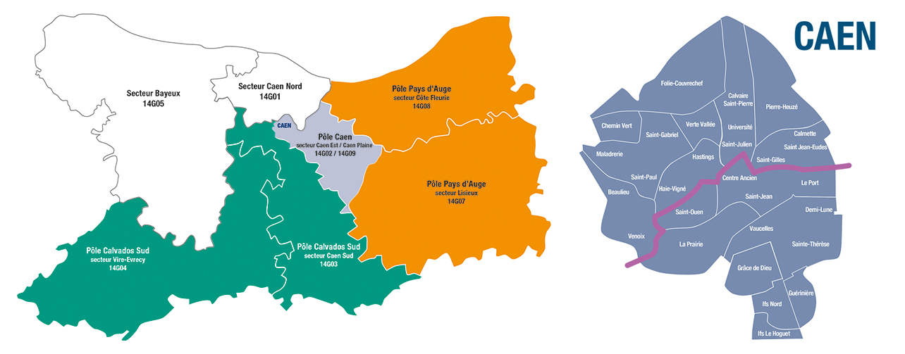 Carte pôle Caen